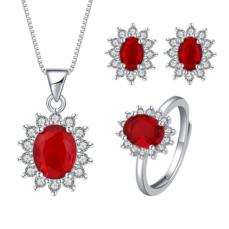 Necklace Set Ring Earrings And Pendant For Women