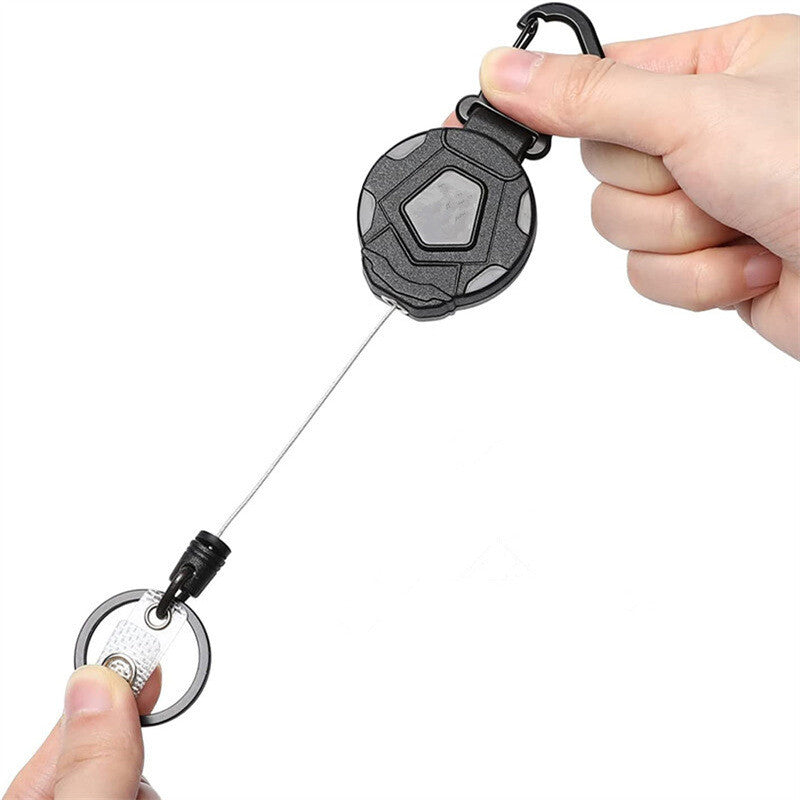Retractable Heavy Duty Pull Ring Key Chain Recoil Keyring Steel Wire Rope Holder