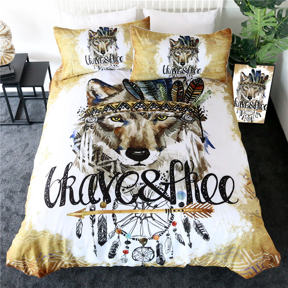 Wolf Three-piece bedding set