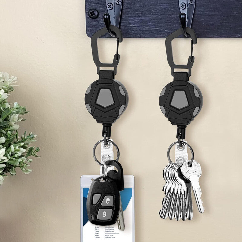 Retractable Heavy Duty Pull Ring Key Chain Recoil Keyring Steel Wire Rope Holder