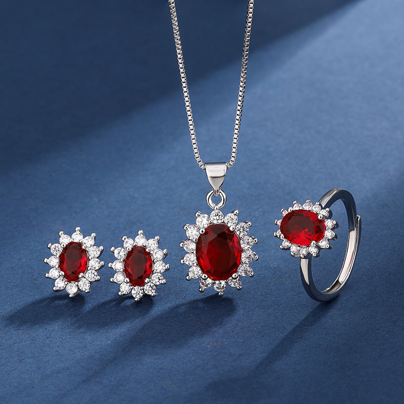 Necklace Set Ring Earrings And Pendant For Women