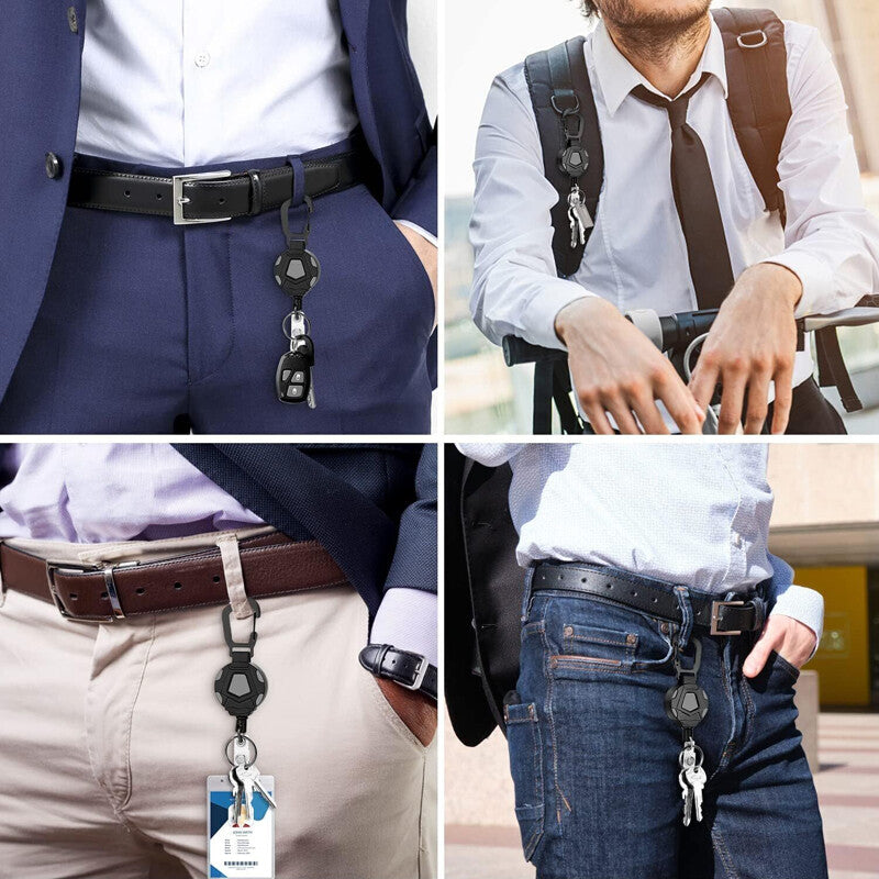 Retractable Heavy Duty Pull Ring Key Chain Recoil Keyring Steel Wire Rope Holder