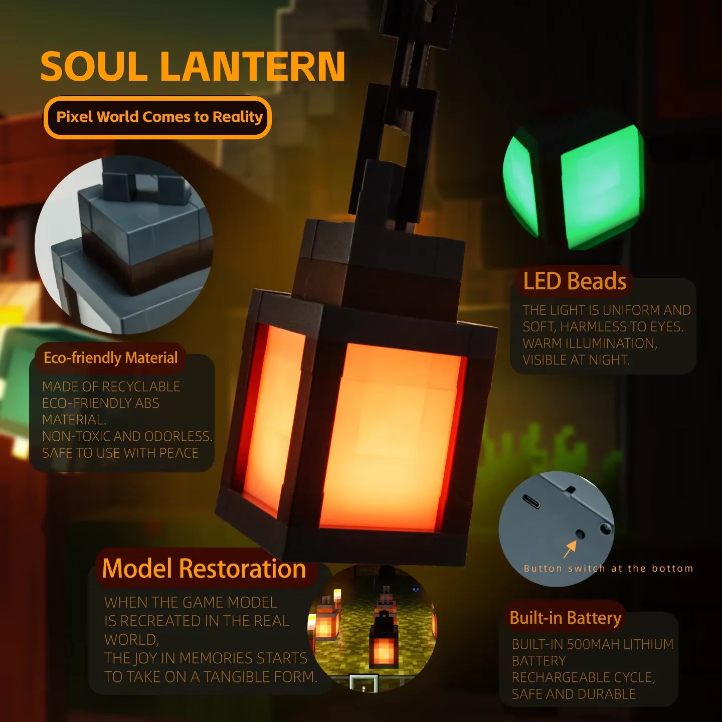 MyWorld Pixel Style Wall Night Light USB Creative Chandelier Remote Control 16 Colors For Bedroom Decorative Atmosphere Light