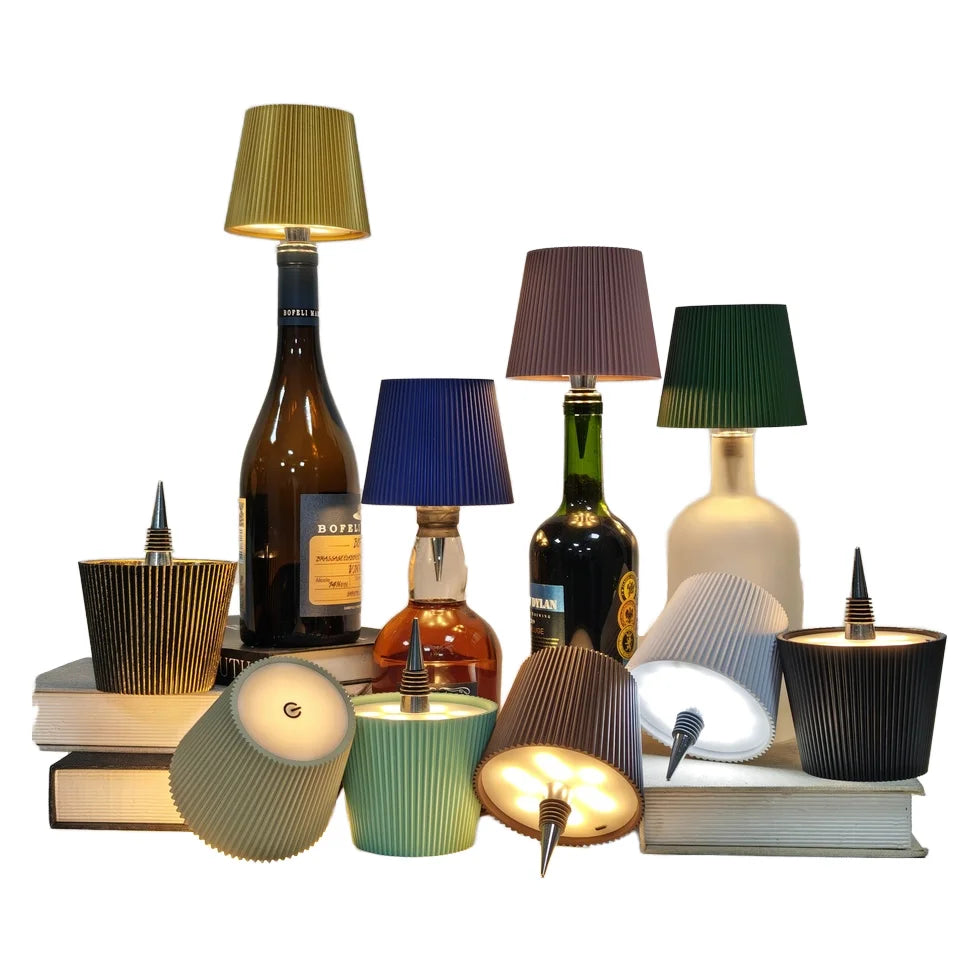 Wireless Bottle Table Lamp Touch Control of 3 Colors and Stepless Dimming Night Lamp Suitable for Bar Wine Bottles Desk Lights