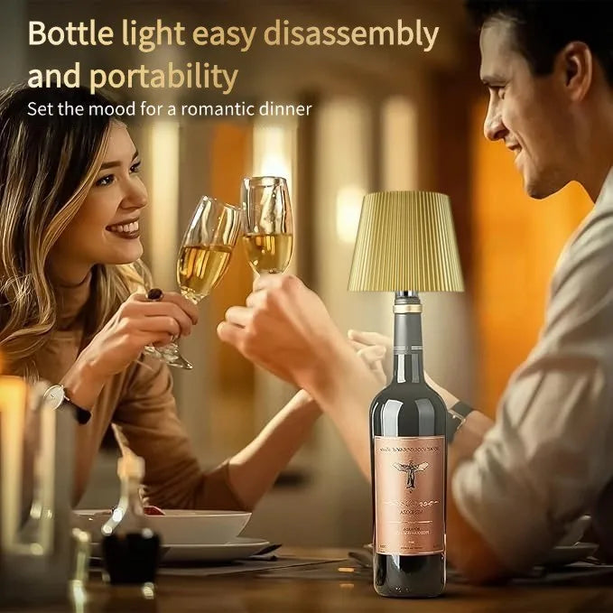 Wireless Bottle Table Lamp Touch Control of 3 Colors and Stepless Dimming Night Lamp Suitable for Bar Wine Bottles Desk Lights