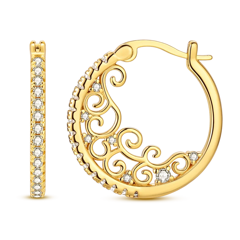 925 Sterling Silver Filigree Earrings Italian Filigrana Lace Drop Hoop Hypoallergenic For Women Party Wedding Versatile Jewelry