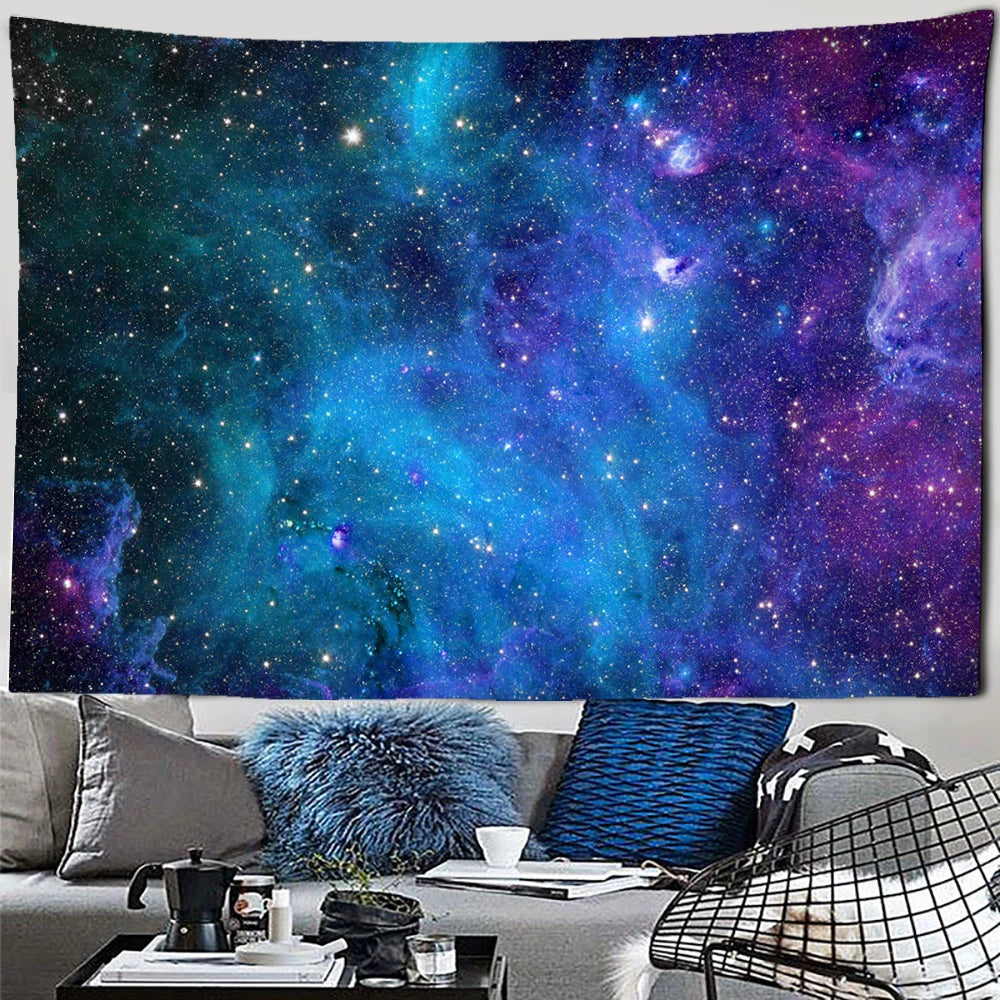 Blue Galaxy Starry Sky Tapestry Wall Hanging Abstract Art Universe Mysterious Dormitory Living Room Home Decor
