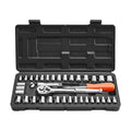 39 Piece Auto Repair Tool Kit 1/4 3/8 Inch Drive SAE Metric Socket Ratchet Wrench CR-V Alloy Steel Storage Case