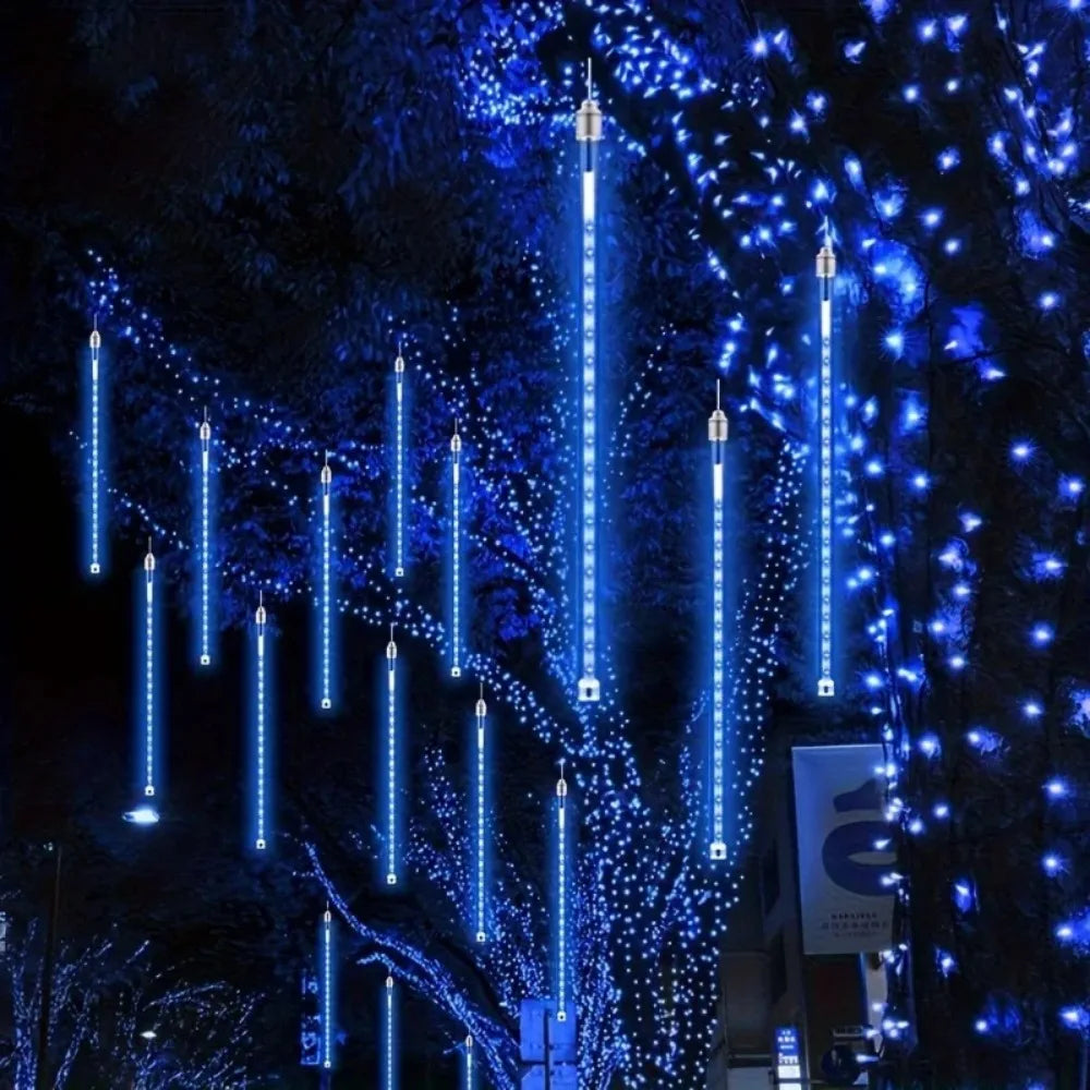 30cm 8Tubes LED Meteor Shower Lights AA Battery Indoor/Outdoor Decor for Trees, Yards, Gardens, Parties, Christmas, Halloween