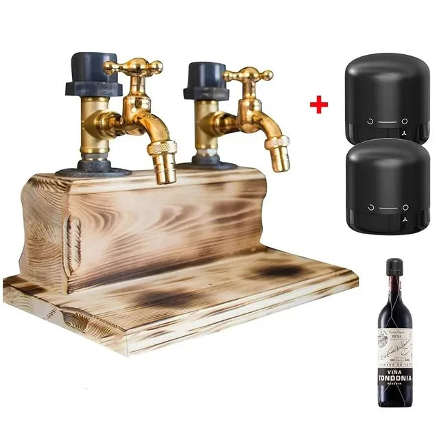 Wood Faucet Shaped Whisky Liquor Dispenser Perfect Wine Alcohol Gifts for Dad  Husband Rustic Farmhouse Bar Home Decor