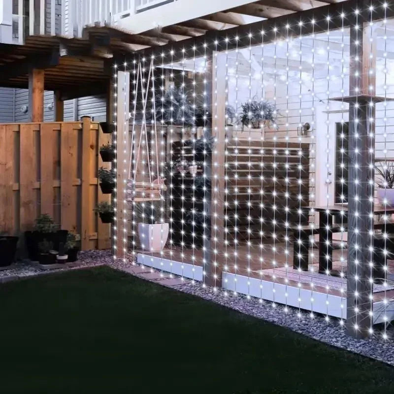Outdoor Solar Curtain LED String Lights New Year Christmas Landscape Decorative Courtyard Atmosphere Light Holiday Garden Light