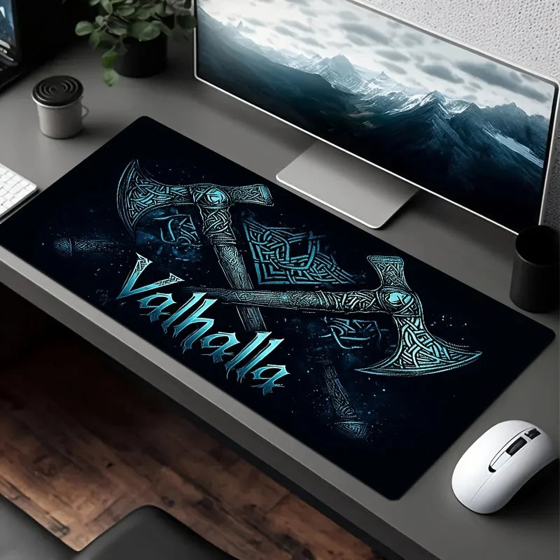 Viking Valhalla Gaming Desk Mat Gaming mats Mouse pad large Mousepad 400X900 PC Computer Double axe design rune Extended pad