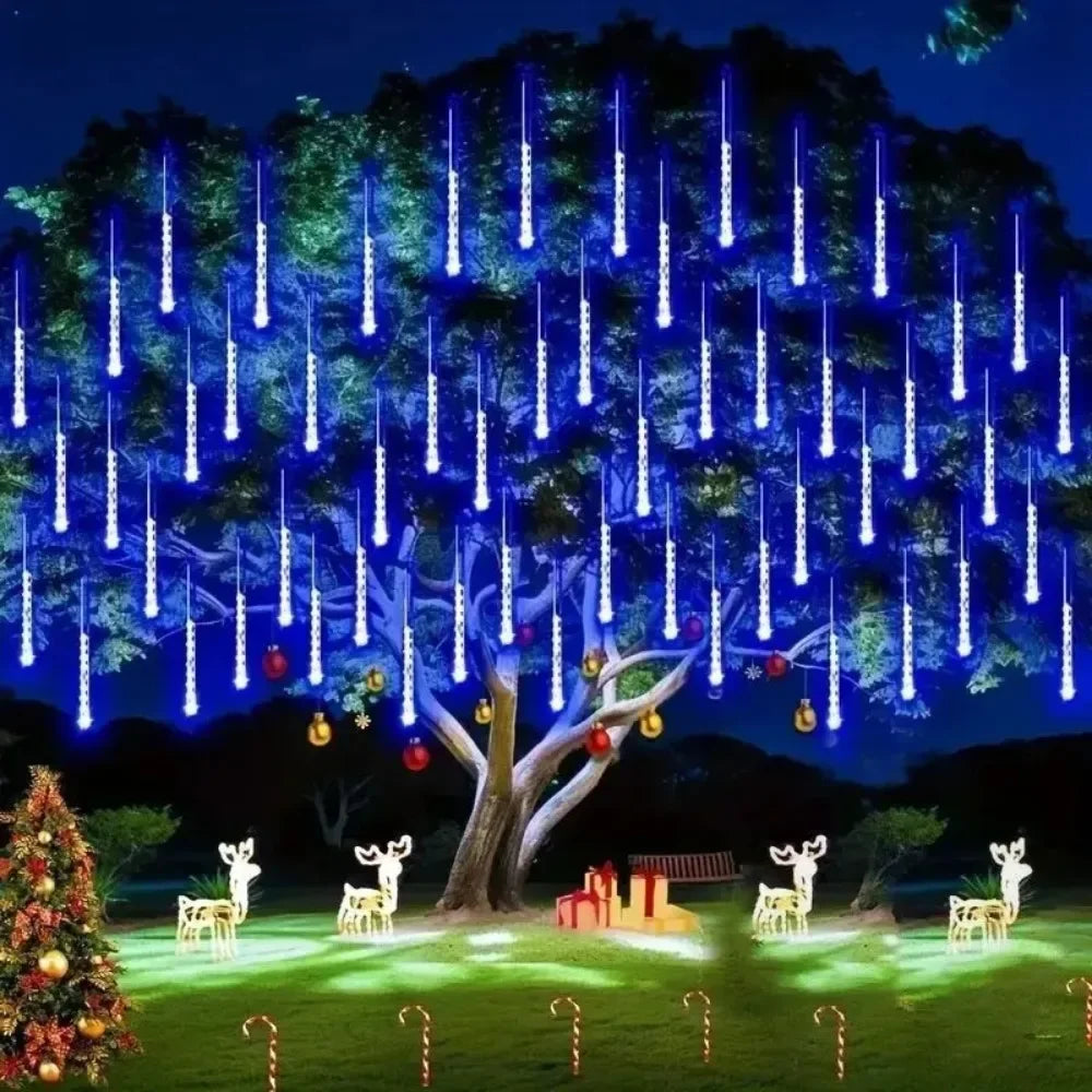 30cm 8Tubes LED Meteor Shower Lights AA Battery Indoor/Outdoor Decor for Trees, Yards, Gardens, Parties, Christmas, Halloween