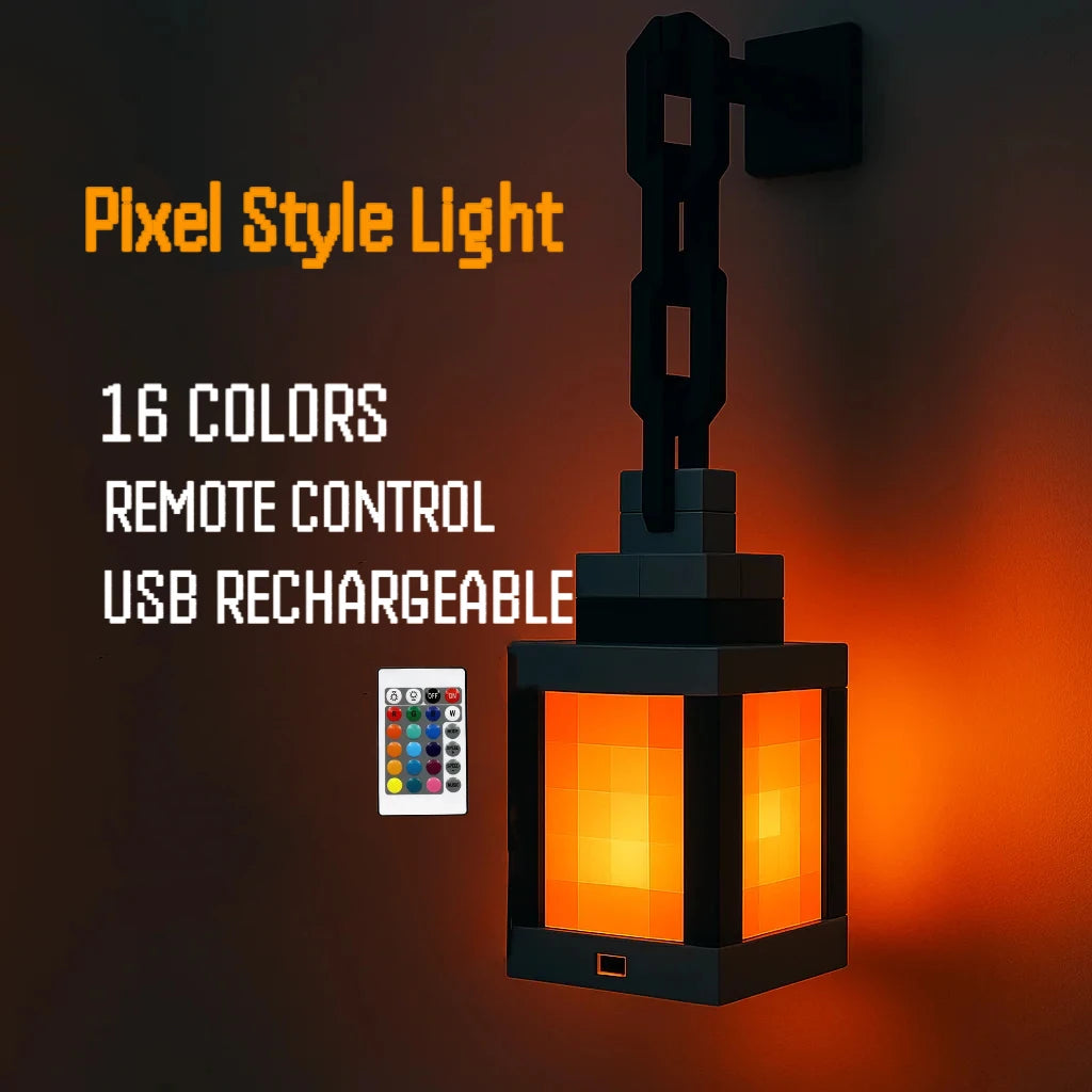 MyWorld Pixel Style Wall Night Light USB Creative Chandelier Remote Control 16 Colors For Bedroom Decorative Atmosphere Light