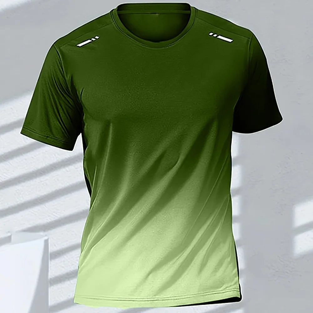 Men's T-Shirts Sports Fitness Basketball Quick-Dry Gradient Running Jersey Short Sleeve Tops Outdoor Sports Training Men Clothes