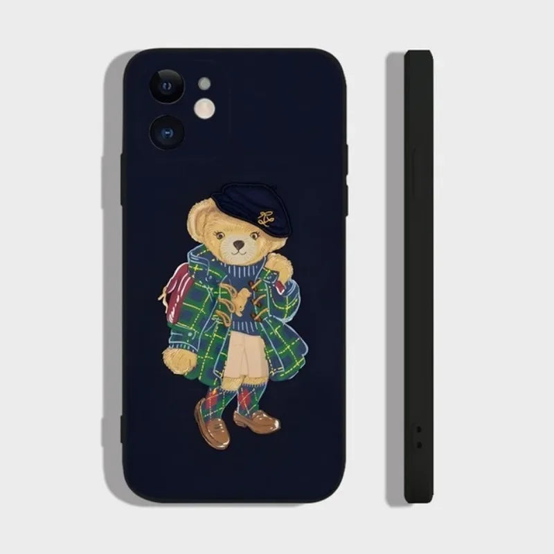 Fashion Cartoon Bear Phone Case For iPhone 17 16 15 11 12 14 13 Pro Max Mini X XS XR 7 Plus 16E Air Shockproof Soft Cover Fundas