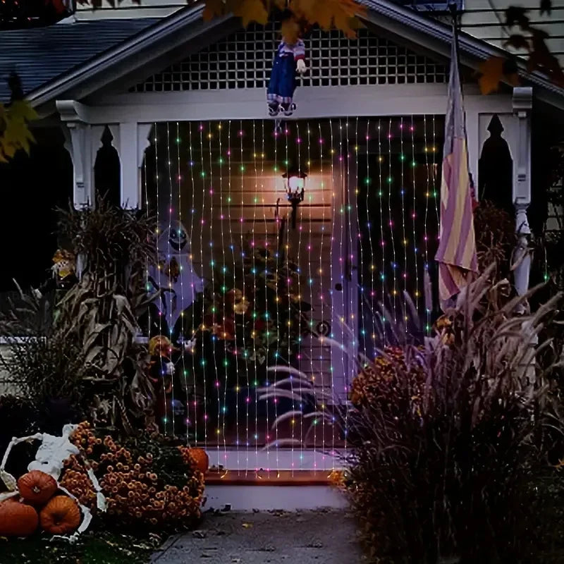 Outdoor Solar Curtain LED String Lights New Year Christmas Landscape Decorative Courtyard Atmosphere Light Holiday Garden Light