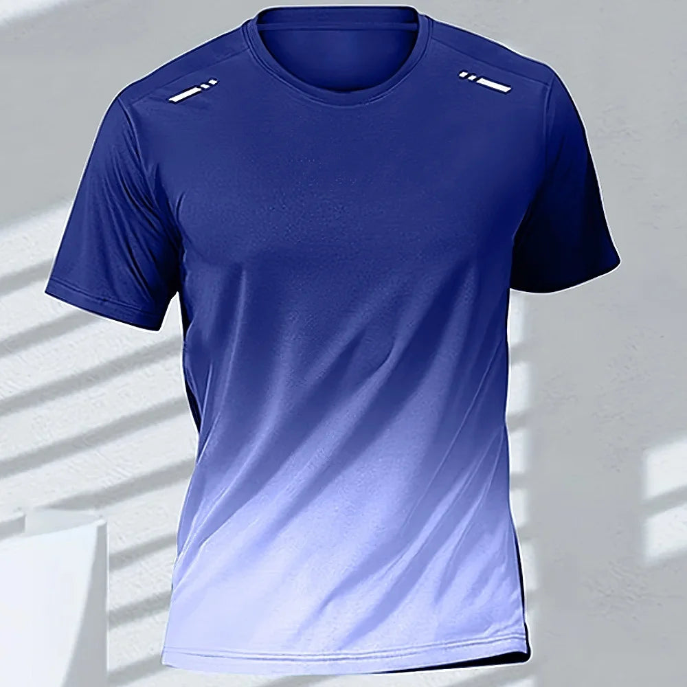 Men's T-Shirts Sports Fitness Basketball Quick-Dry Gradient Running Jersey Short Sleeve Tops Outdoor Sports Training Men Clothes