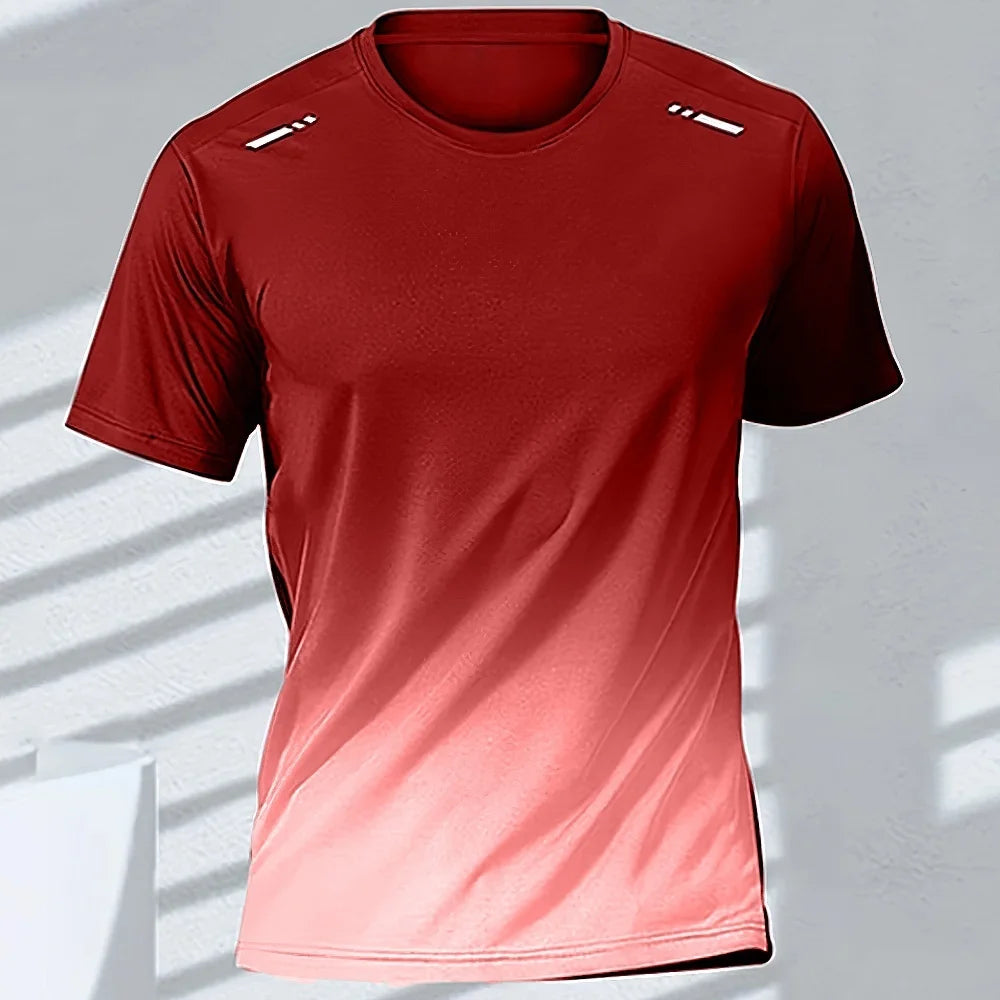 Men's T-Shirts Sports Fitness Basketball Quick-Dry Gradient Running Jersey Short Sleeve Tops Outdoor Sports Training Men Clothes