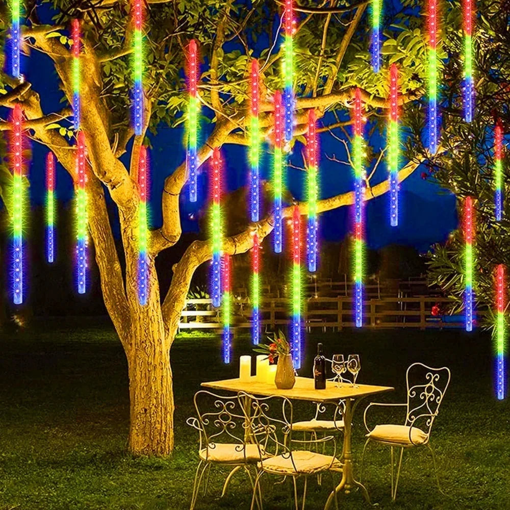 30cm 8Tubes LED Meteor Shower Lights AA Battery Indoor/Outdoor Decor for Trees, Yards, Gardens, Parties, Christmas, Halloween