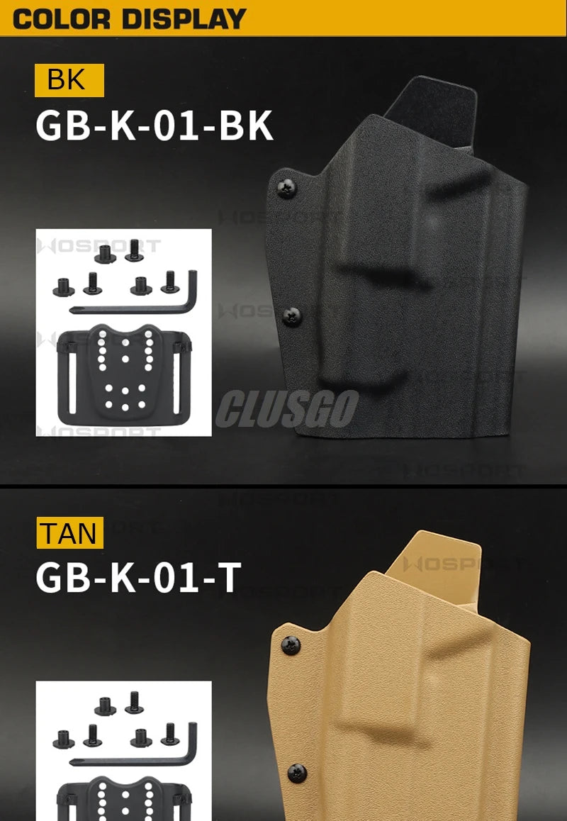 Kydex Tactical Pistol Gun Holster for GL17 19 19X 45 TLR-1 Flashlight Holster Quick Draw Hunting Belt Waist Holster
