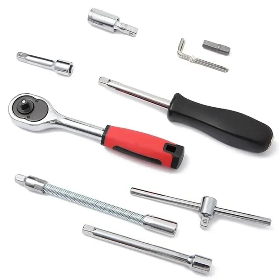46pcs 1/4 Inch Drive Socket Set Ratchet Wrench Set Car Tool Kit, Bit Socket Wrench Set Metric Mechanic Tool Set Car accessories