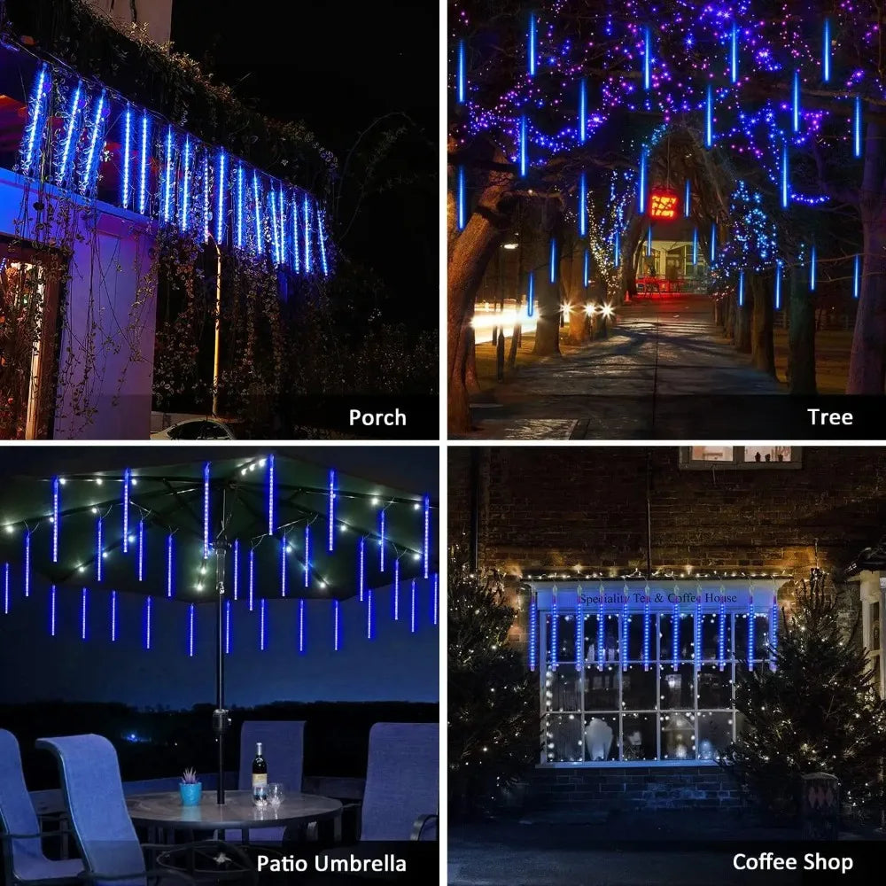 30cm 8Tubes LED Meteor Shower Lights AA Battery Indoor/Outdoor Decor for Trees, Yards, Gardens, Parties, Christmas, Halloween