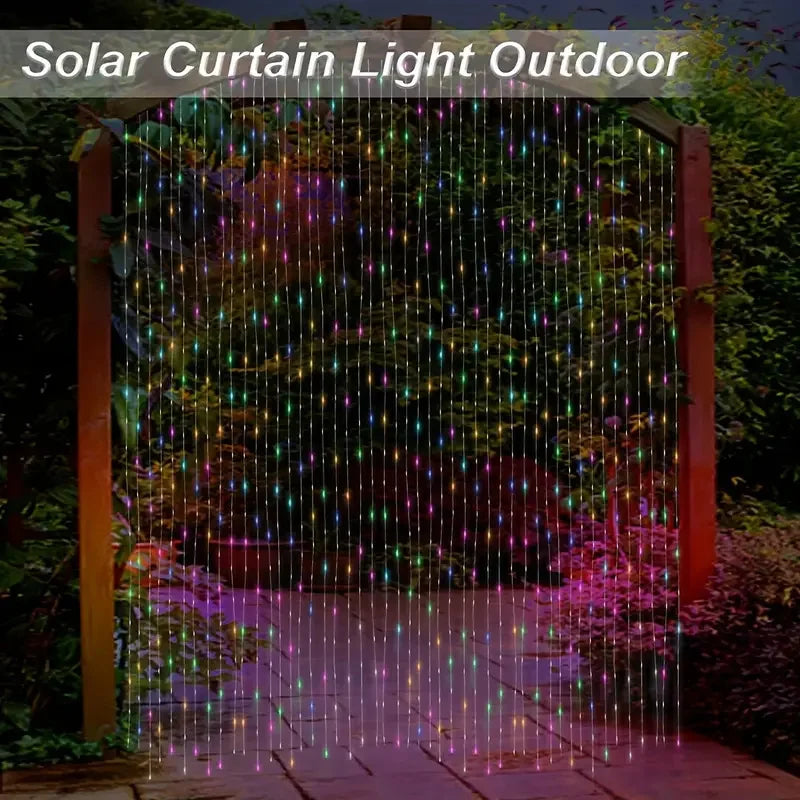 Outdoor Solar Curtain LED String Lights New Year Christmas Landscape Decorative Courtyard Atmosphere Light Holiday Garden Light