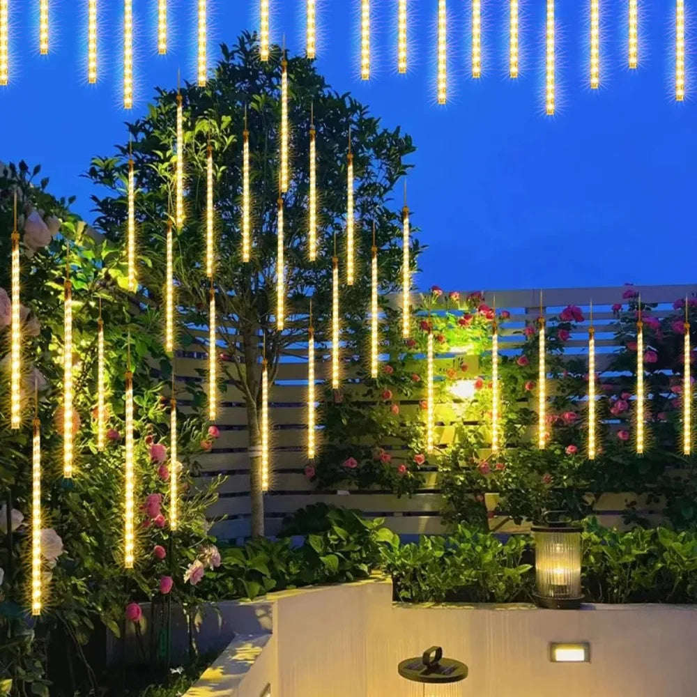 30cm 8Tubes LED Meteor Shower Lights AA Battery Indoor/Outdoor Decor for Trees, Yards, Gardens, Parties, Christmas, Halloween
