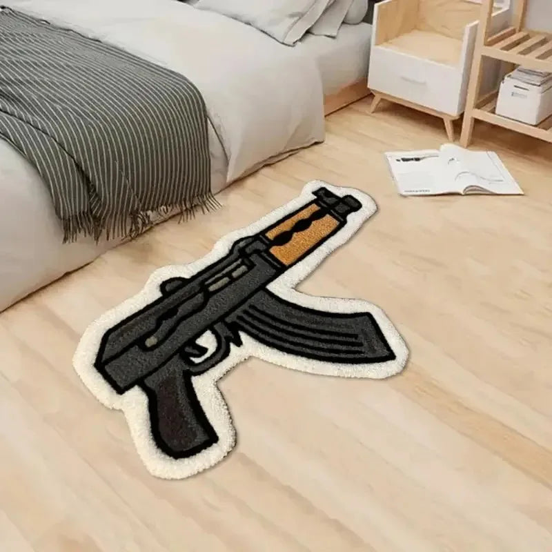 VIKAMA Creative Gun Design Carpet Home Decor, Non-Slip And Dirt-Resistant, For Living Room And Bedroom, Soft And Absorbent Rug