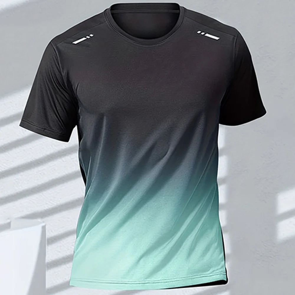 Men's T-Shirts Sports Fitness Basketball Quick-Dry Gradient Running Jersey Short Sleeve Tops Outdoor Sports Training Men Clothes