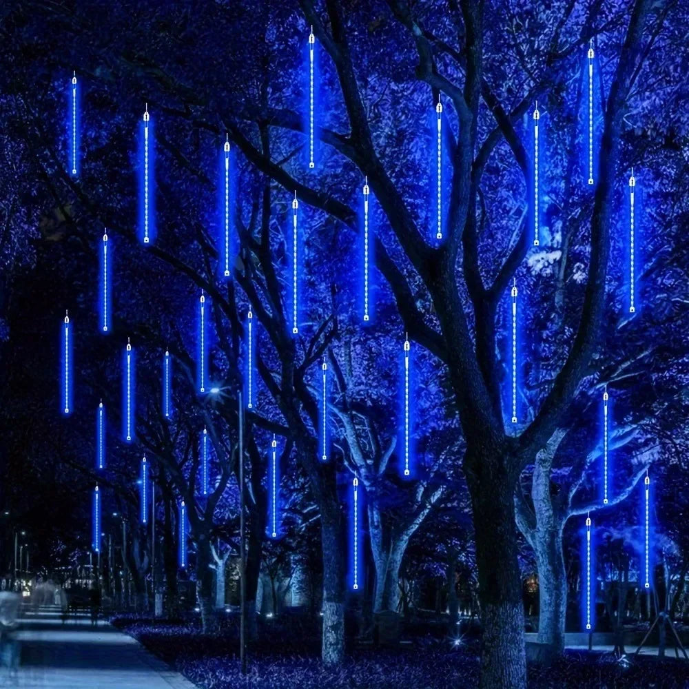 30cm 8Tubes LED Meteor Shower Lights AA Battery Indoor/Outdoor Decor for Trees, Yards, Gardens, Parties, Christmas, Halloween