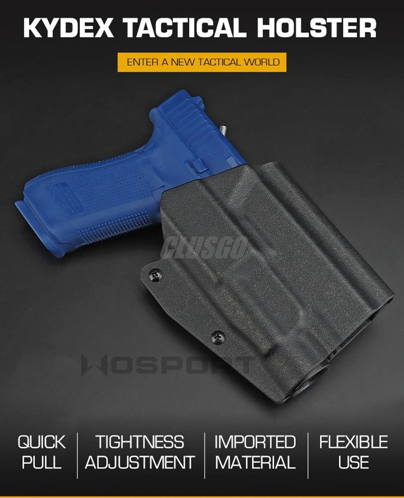 Kydex Tactical Pistol Gun Holster for GL17 19 19X 45 TLR-1 Flashlight Holster Quick Draw Hunting Belt Waist Holster