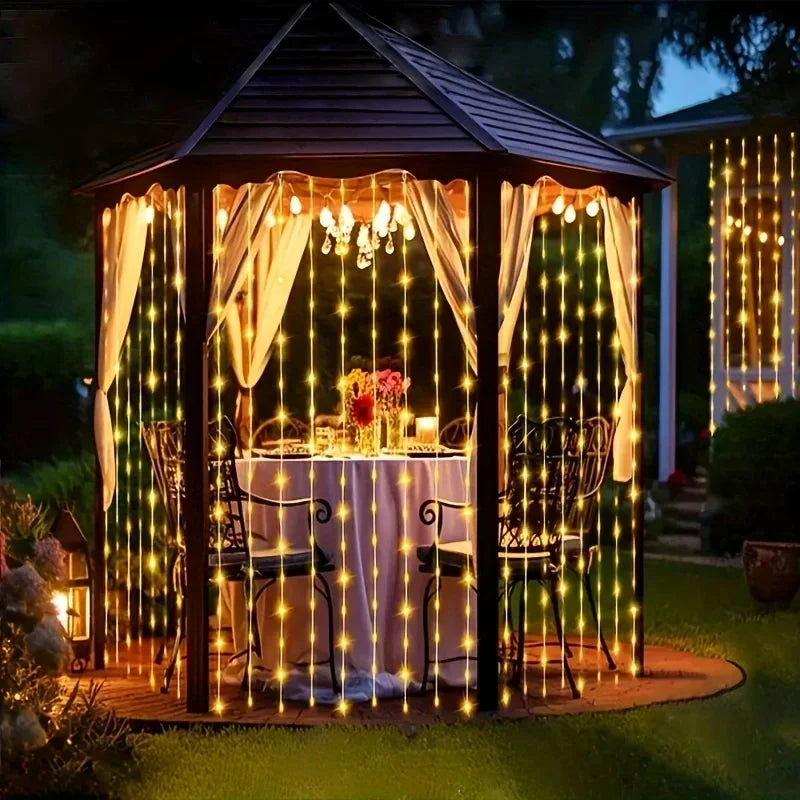 Outdoor Solar Curtain LED String Lights New Year Christmas Landscape Decorative Courtyard Atmosphere Light Holiday Garden Light