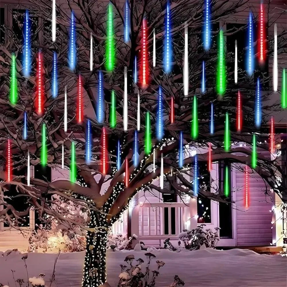 30cm 8Tubes LED Meteor Shower Lights AA Battery Indoor/Outdoor Decor for Trees, Yards, Gardens, Parties, Christmas, Halloween