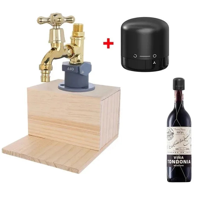 Wood Faucet Shaped Whisky Liquor Dispenser Perfect Wine Alcohol Gifts for Dad  Husband Rustic Farmhouse Bar Home Decor