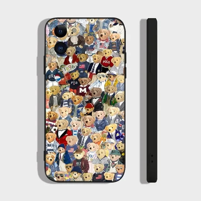 Fashion Cartoon Bear Phone Case For iPhone 17 16 15 11 12 14 13 Pro Max Mini X XS XR 7 Plus 16E Air Shockproof Soft Cover Fundas