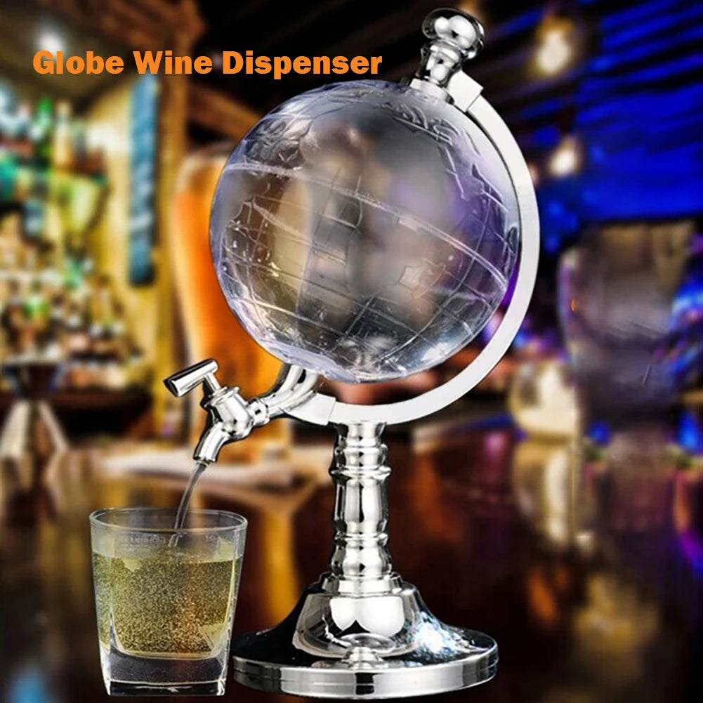 3.5L Decanter Dispenser Bar Tools Globe Shape Dispenser Alcohol Drink Dispenser for Home for Wine Liquors Whiskey Drinks