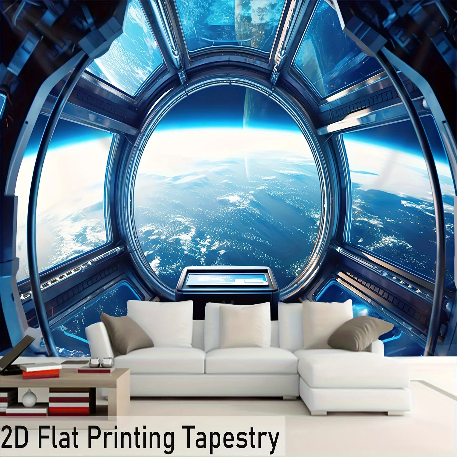 2D Flat Printing Galaxy Planet Tapestry, Large Space Universe Wall Art, Print Polyester Decor for Living Room Bedroom, HD Cosmic