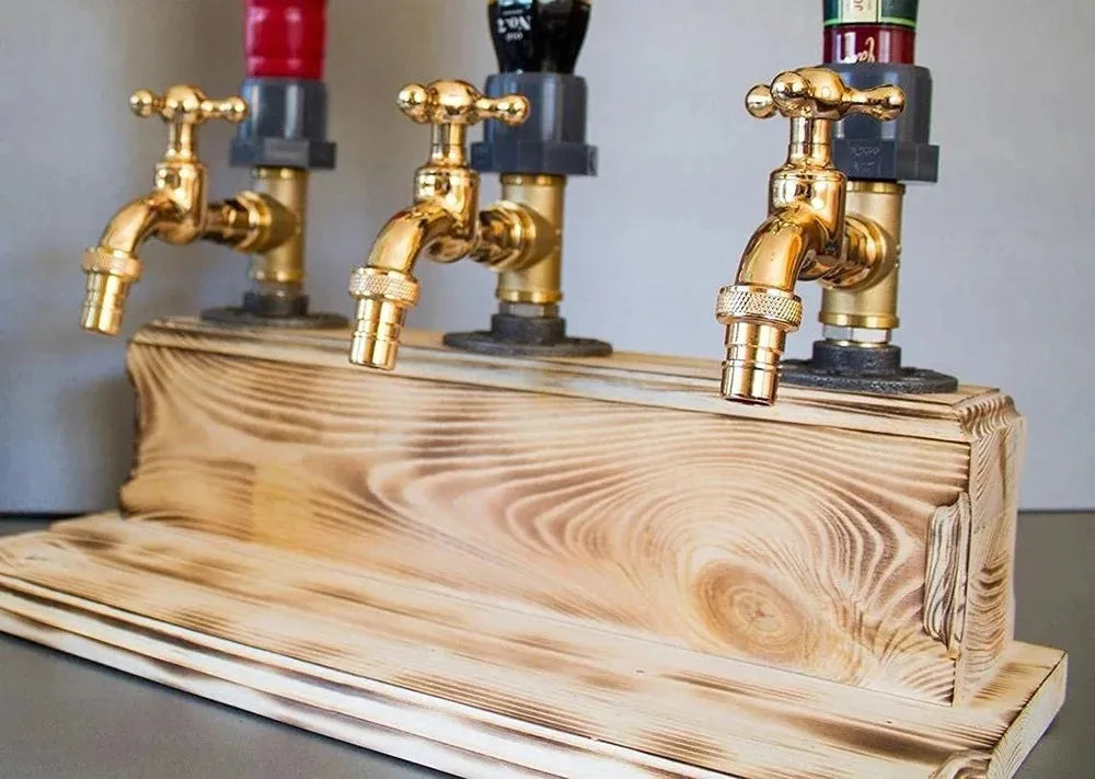 Wood Faucet Shaped Whisky Liquor Dispenser Perfect Wine Alcohol Gifts for Dad  Husband Rustic Farmhouse Bar Home Decor