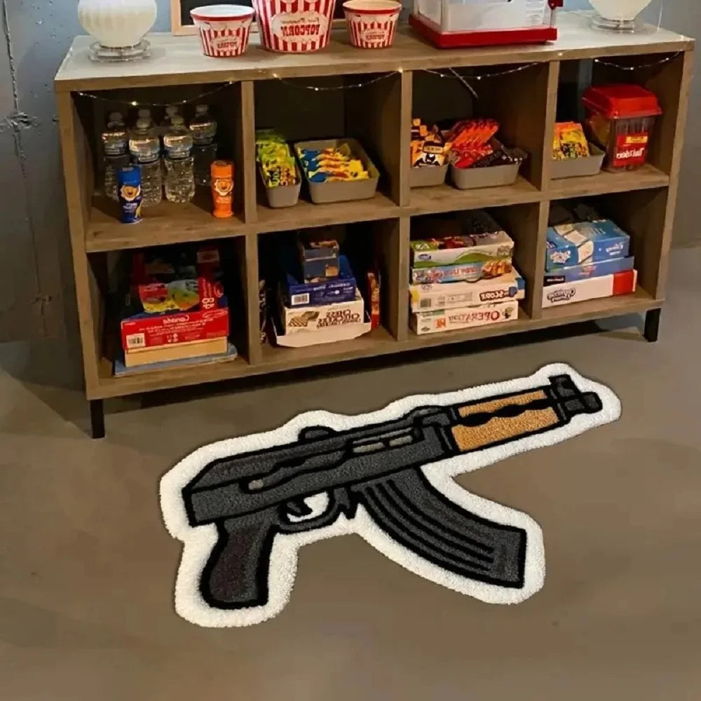 VIKAMA Creative Gun Design Carpet Home Decor, Non-Slip And Dirt-Resistant, For Living Room And Bedroom, Soft And Absorbent Rug