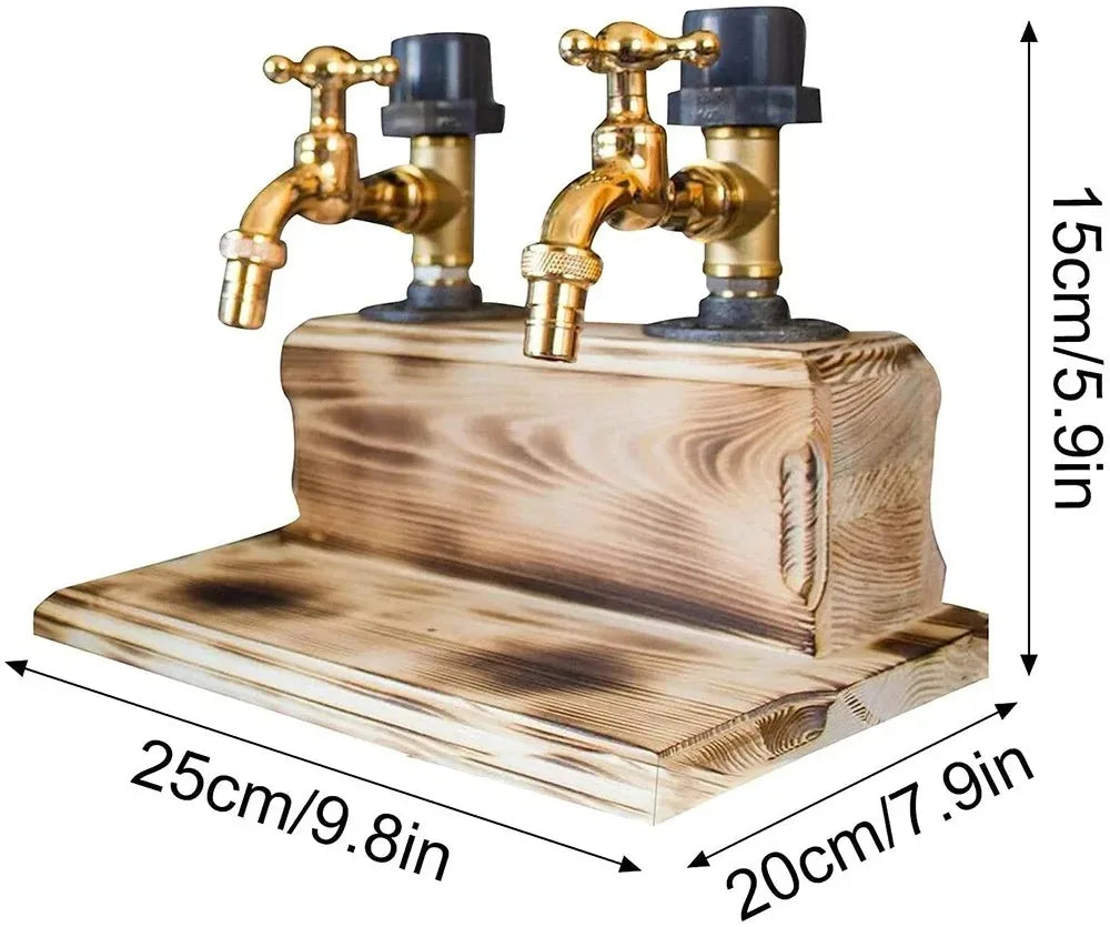 Wood Faucet Shaped Whisky Liquor Dispenser Perfect Wine Alcohol Gifts for Dad  Husband Rustic Farmhouse Bar Home Decor