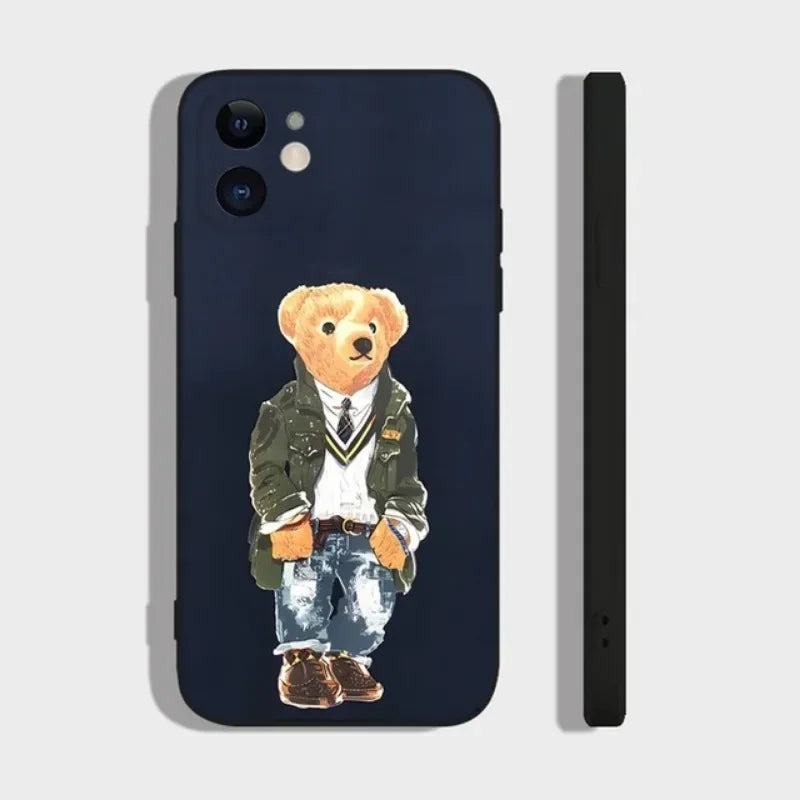 Fashion Cartoon Bear Phone Case For iPhone 17 16 15 11 12 14 13 Pro Max Mini X XS XR 7 Plus 16E Air Shockproof Soft Cover Fundas