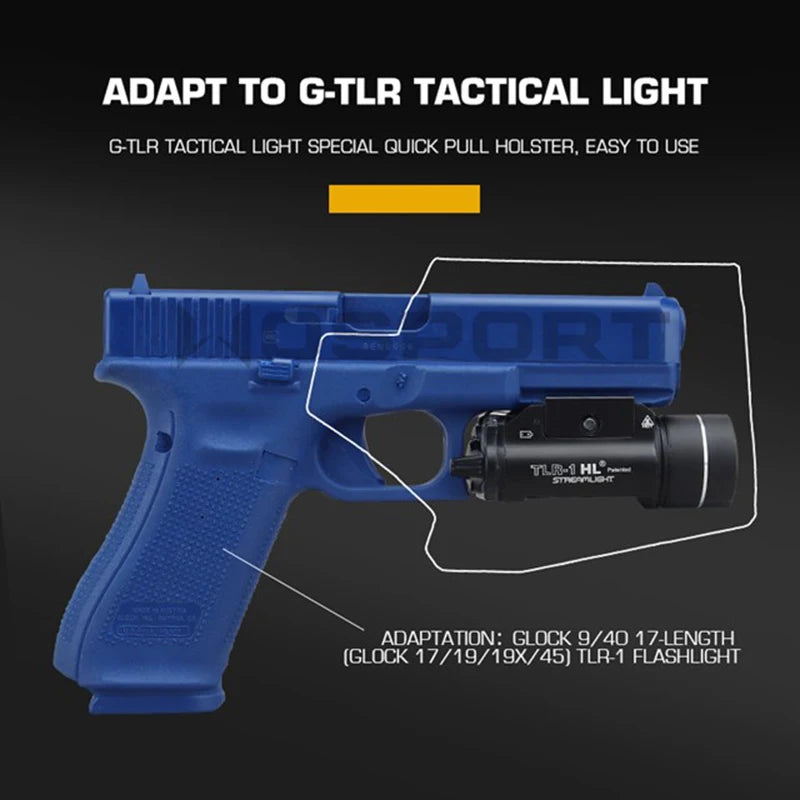 Kydex Tactical Pistol Gun Holster for GL17 19 19X 45 TLR-1 Flashlight Holster Quick Draw Hunting Belt Waist Holster