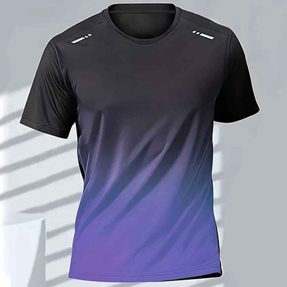 Men's T-Shirts Sports Fitness Basketball Quick-Dry Gradient Running Jersey Short Sleeve Tops Outdoor Sports Training Men Clothes