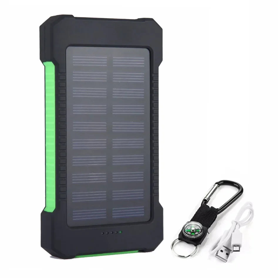 H  020000mAh Solar Power Bank Portable External Battery Double USB Fast Charging Powerbank Phone Charger For Smart Mobile Phone