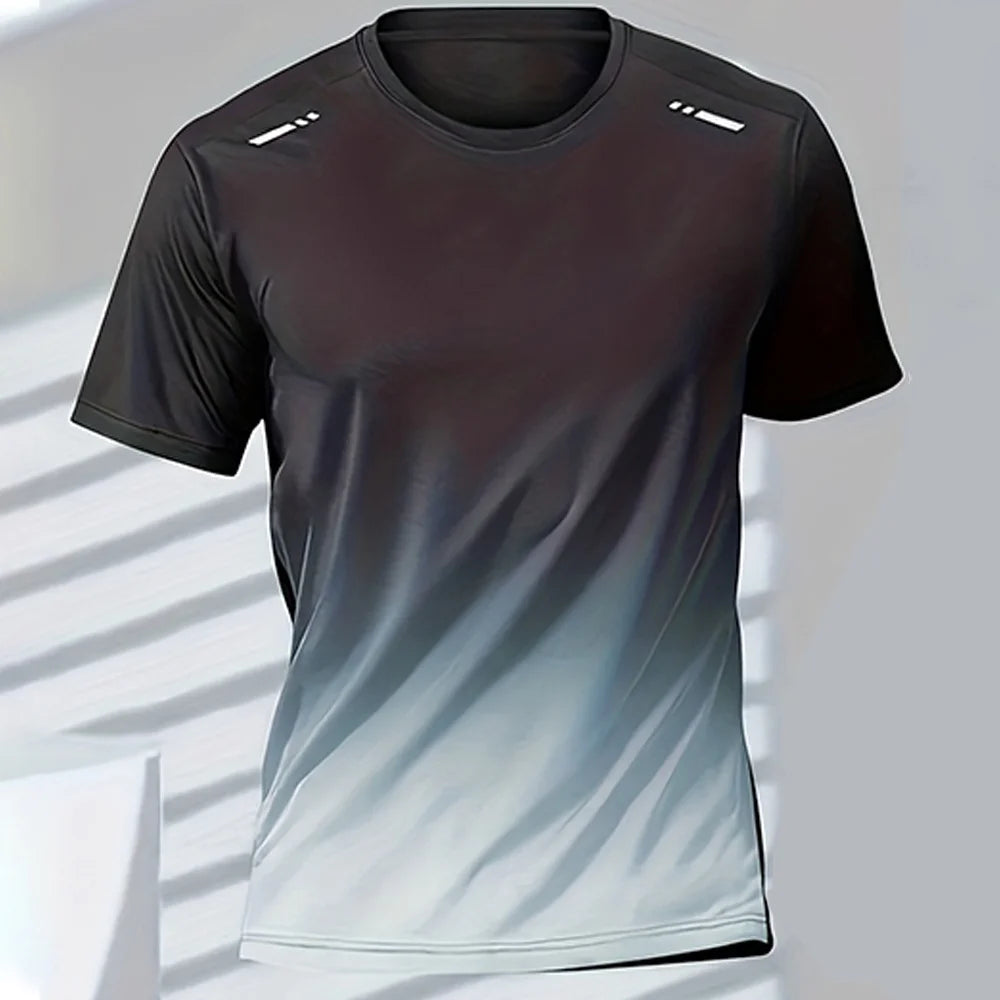 Men's T-Shirts Sports Fitness Basketball Quick-Dry Gradient Running Jersey Short Sleeve Tops Outdoor Sports Training Men Clothes