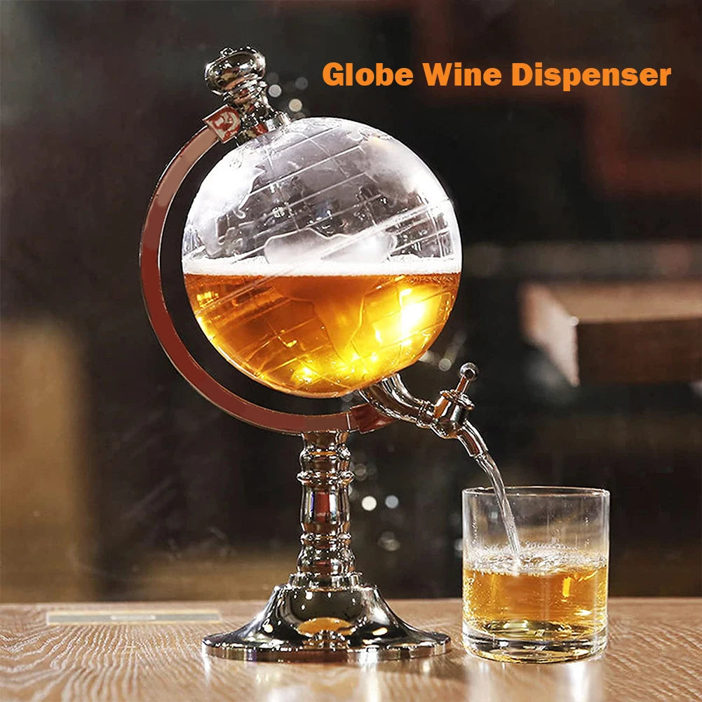 3.5L Decanter Dispenser Bar Tools Globe Shape Dispenser Alcohol Drink Dispenser for Home for Wine Liquors Whiskey Drinks