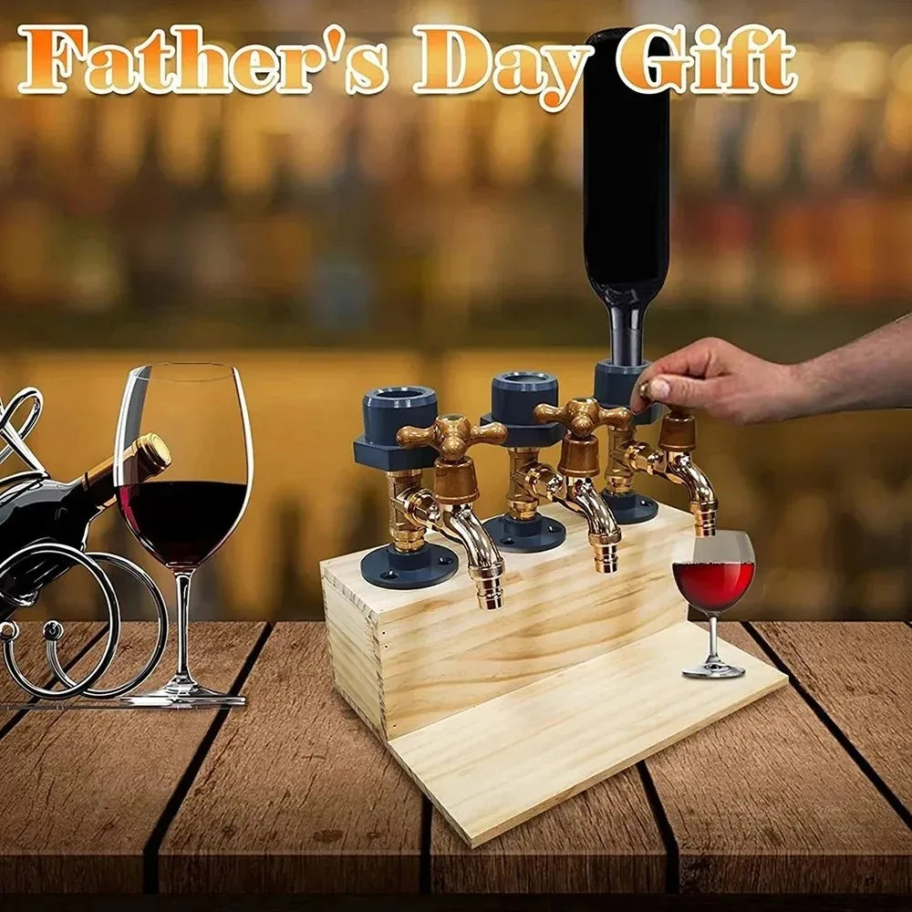 Wood Faucet Shaped Whisky Liquor Dispenser Perfect Wine Alcohol Gifts for Dad  Husband Rustic Farmhouse Bar Home Decor