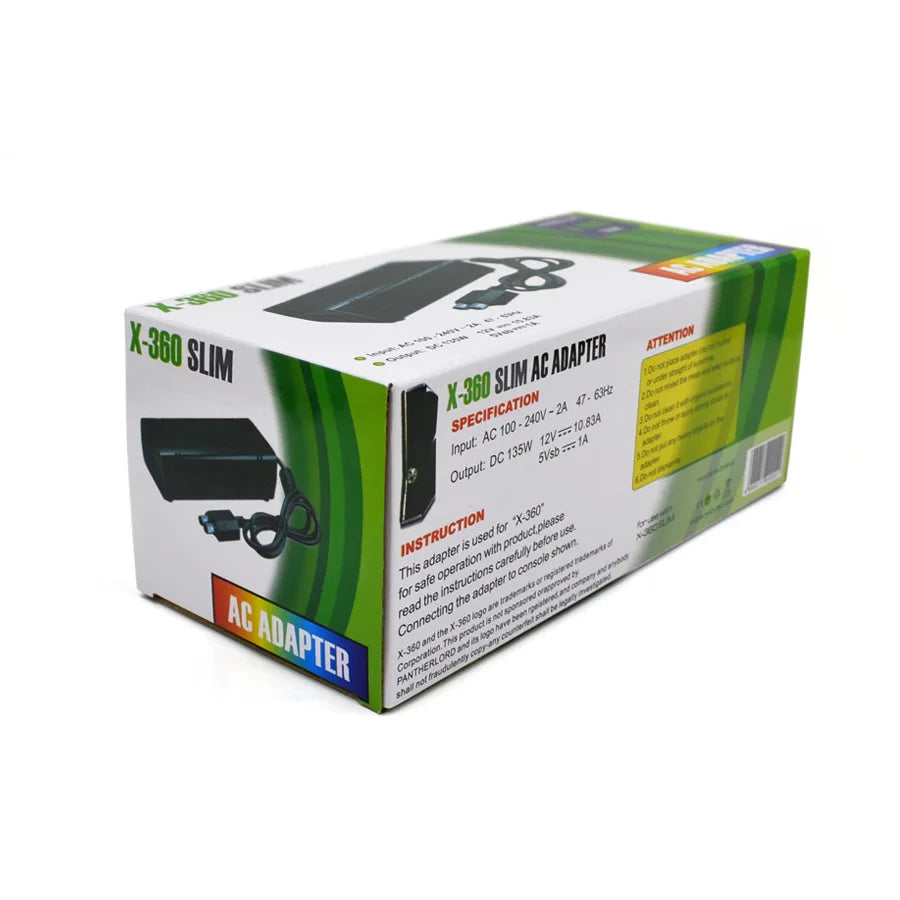 AC Adapter For Xboxes 360 Power Supply Cord Replacement Charger For Xboxes 360 Slim Console 100-240V Charger Adaptor EU/US